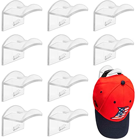10 Pack Adhesive Hat Holder Cap Hook for Wall Mount No Drilling Hat Rack