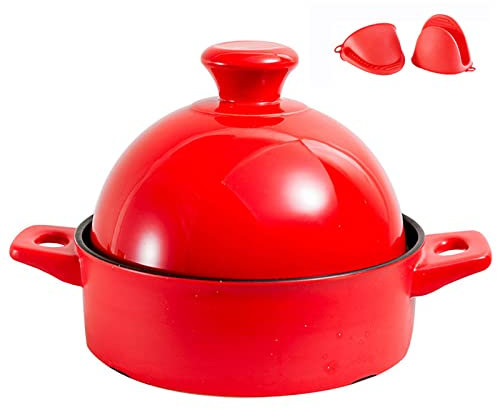 YLWX Marokkanischer Tajine-topf, Bleifreier Tontopf Zum Kochen, Handgefertigter Traditioneller Tajine-topf, Schongarer Aus Keramik 1,3 L
