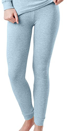 OCERA Thermo Unterhose für Damen, Warme Thermounterwäsche aus Baumwolle für den Winter - hellblau - XL