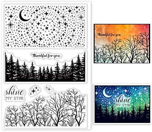 GLOBLELAND Klare Stempel Für Kartenherstellung, Dekorativer Ast, Hintergrund, Wald, Transparente Silikonstempel Für DIY Scrapbooking-Zubehör, Prägepapier, Karten, Album, Dekoration, Handwerk