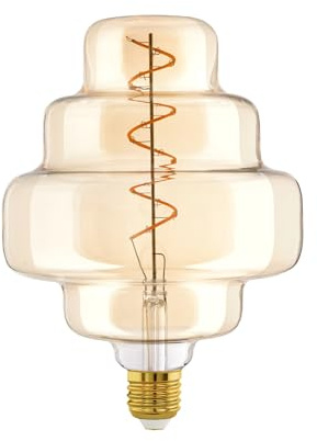 EGLO XXL E27 Lampe dimmbar, Spiral LED Retro Glühbirne Big Size | extra-großes Vintage Deko Leuchtmittel in Amber, 4 Watt, 200 Lumen, warmweiß, 2000 K, L 20,5 cm