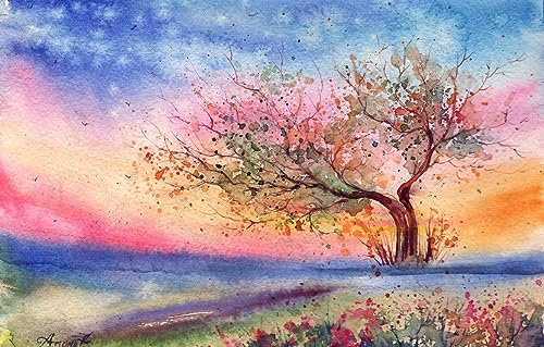 Puzzle Quadri Famosi 1000 Pezzi Pittura Ad Acquerello Albero Della Vita 75 * 50Cm
