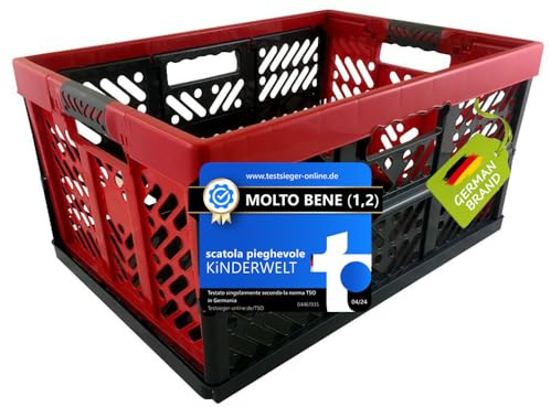 KiNDERWELT Robuste Profi - Klappbox 45 L bis 50 kg - Faltbox, Kiste, Korb zur Aufbewahrung, Transport - anthrazit/rot