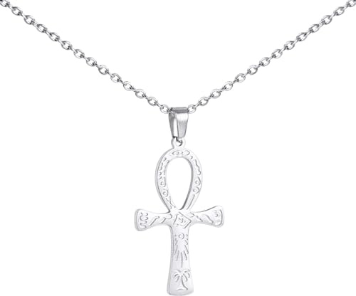 Ankh korskedja för kvinnor livets nyckel korshänge klassisk choker egyptisk koptisk amulett smycken presenter till män, m, Rostfritt stål, Ingen ädelsten