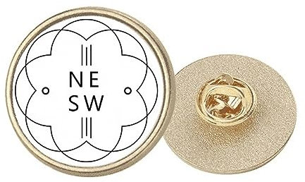 Broche en métal doré avec lignes et fleurs, style art déco, M, Métal