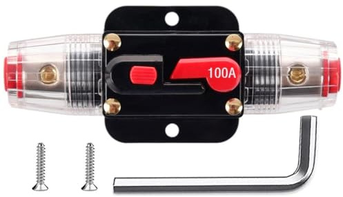 Greluma 1 Styck 100A inline kretsbrytare återställningssäkring, 12V-24V DC återställningssäkringshållare med manuell återställning för skydd av ljudsystem för bilbåtar