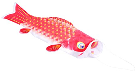 FUNOMOCYA Japanese Style Carp Shape Flag 1.4m Dragon Boat Festival Banner Decorative Party Flag Red Carp Banner for Home and Outdoor Festival Decoration
