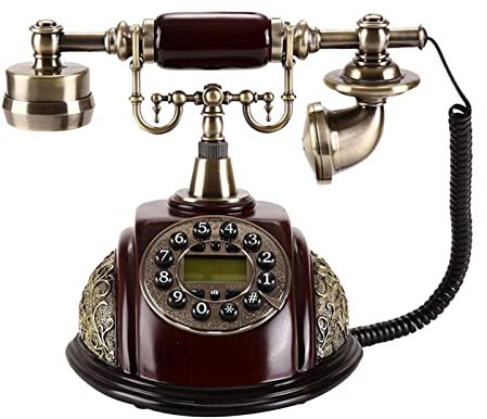 Telefono vintage con cavo da scrivania Telefono retrò Telefono rotante antico con cornetta con cavo da scrivania Telefono decorativo per l'ufficio.