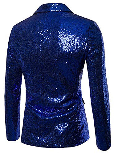 Partito Fit Suit Cappotto Uno Paillettes Uomo Top Button Casual Charm Giacca Cappotti Uomo Giacche Abiti Uomo Vestibilità Classica 48 Lungo, Blu, XL