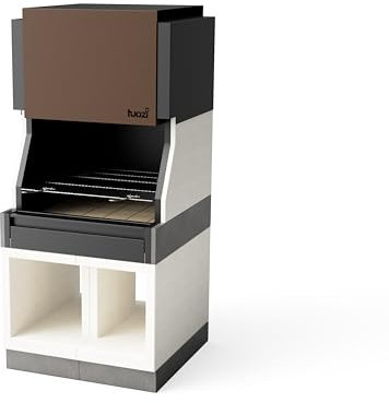 TUOZI - Einbaugrill für Holz und Holzkohle Modell KITAWAY La Valenciana (Grau/Weiß - 100 x 100 x 220 cm) REF: T01091 - Für den Außenbereich