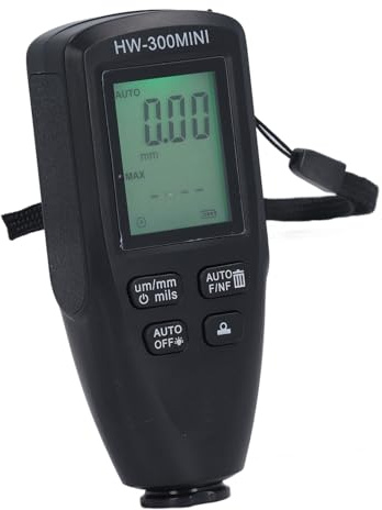 Lackdickenmessgerät, LCD-Hintergrundbeleuchtung, Digitales Auto-Beschichtungstiefenmessgerät, Bereich 0 Bis 2000 µm, Auflösung 1 µm (BLACK)