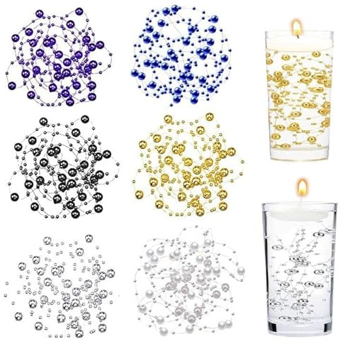 30m Artificiale Filo di Perle, CNYMANY 6 pezzi Stringa di perle di perle finte per riempitivi di vasi e candele galleggianti Decorazione ghirlanda centrotavola per il tavolo da pranzo di nozze Natale