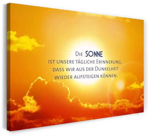 Printistico Leinwandbild (120x80cm) Sonne Spruch - Veränderung, persönliche Entwicklung, Motivation, echter Holz-Keilrahmen inkl. Aufhänger, handgefertigt in Deutschland
