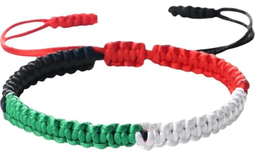 Luxylei Handgefertigte Armbänder Im Palästina-Stil, Verstellbare Palästinensische Gaza-Flagge, Seil-wickelarmbänder, Bunte Schnur-armbänder Für Männer Und Frauen