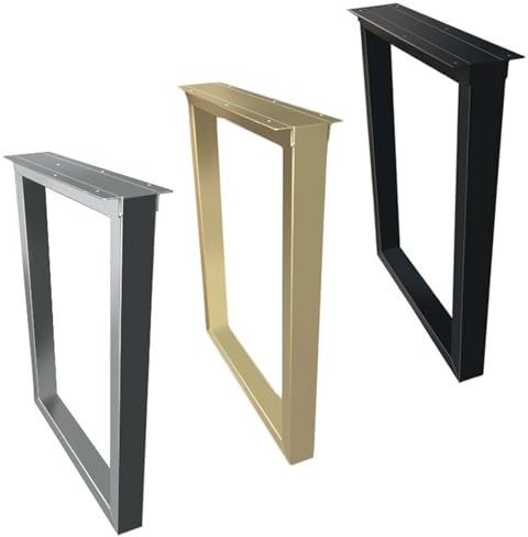 Set mit 2 robusten Stahl-Möbelbeinen für Esstisch, Couchtisch und Computertisch, rechteckige Tischbeine mit Fußpolster in Schwarz, Gold oder Silber