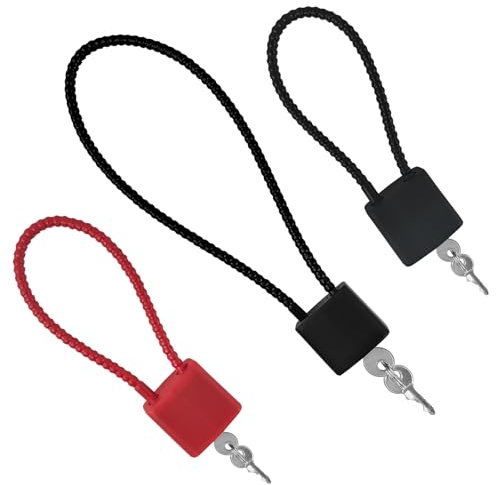 MOSTFUN 3 Pezzi Lucchetto a Cavo, Lucchetto Corda con 2 Chiavi Universale, Lucchetti Lunghi a Gancio per Valigia Cancello Bicicletta Armadietti (Nero, Rosso)
