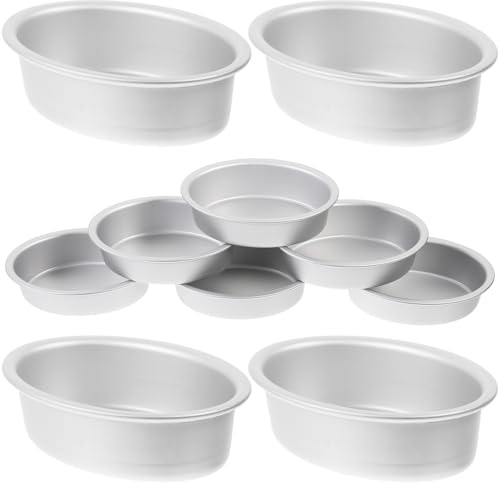Garneck 10 Piece Oval Baking Pan Mini Filipino Flan Molder Cheese Cake Baking Mold Metal Nonstick Cake Pan