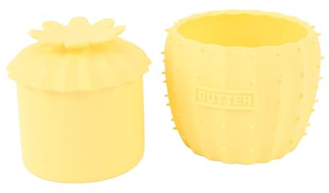 Mantequilla Francesa de Silicona con Tapa 8,4 Oz/238ml Mantequilla para Untar de Cactus Keeper con Línea de Agua Resistente Al Calor Mantequilla de Silicona Keeper Contenedor de