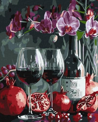 IDEYKA Blühende Orchideen ©art_selena_ua Malen nach Zahlen für Erwachsene, einfaches Acryl-Malen nach Zahlen für Erwachsene, mit rahmen,DIY als Geschenk, 40x50cm