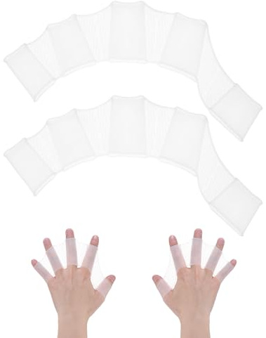 M METERXITY 1 Pair Silicone Swimming Gloves Webbed Swim Gloves Half-Finger Frog Type Small Swim Training Gloves Water Resistance for Swimming/Diving/Water Aerobics [White]