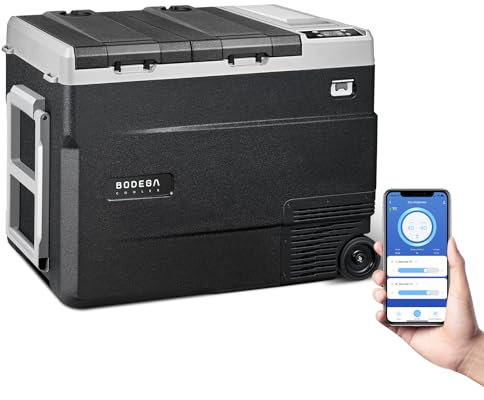 AAOBOSI 51L Kompressor Kühlbox, Kühlbox 12v 230v Tragbar bis -20 °C, Kühlbox Auto Doppelzone Kompressor Kühlbox Dual Zone mit App-Steuerung für Kühlschrank Auto Camping, LKW, Boot（ Ohne Akku）