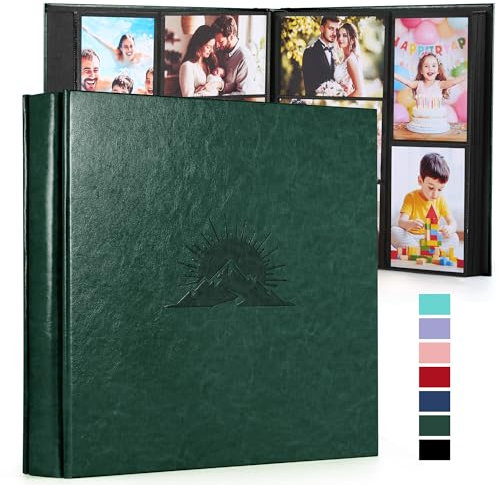 DazSpirit Fotoalbum 10x15 600 Fotos, Einsteckalbum mit Lederhülle & eleganter Prägung, Großes klassisches Fotobuch zum Einkleben für Hochzeit, Jubiläum, Baby und Familie