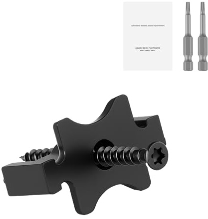 VEVOR 1000PCS Hidden Deck Fasteners for Composite Decking Board, Universal Composite T Clips & Plastic Hidden Fasteners with Metal Screws,Polypropylene PP Clips Works with 6.5 mm Gaps, Black