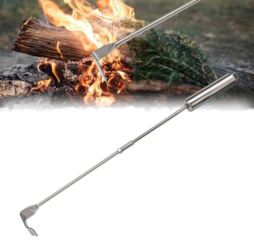 Les-Theresa 45.8 cm Lang Kohleschieber, Aascheschieber Lang mit komfortablem Griff Aschekratzer Edelstahl Aschehaken Lang, Holzkohleschieber Kaminbesteck für Kamin, Grill, Feuerstelle und Holzofen