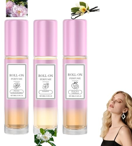Profumo da donna, profumo roll-on, fragranza rinfrescante a lunga durata con note floreali e fruttate, comodo da trasportare, affascinante fragranza femminile, profumi delicati (3pcs)