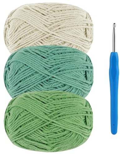 HOTUT Chunky Yarn for Crochet,Crochet Yarn Set 3x50g,Hand Knitting Yarns with Hook,for Knitting and Crocheting with Amigurumi Needles Crochet Accessories and Handbag,Ideal for Beginners