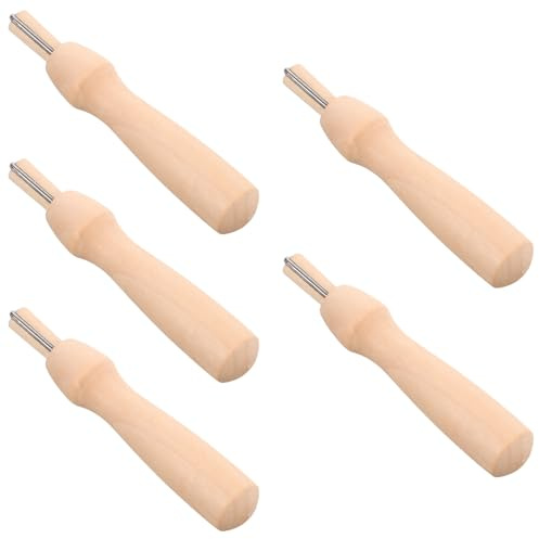 Cabilock Kit de 5 Mangos de Aguja de Madera para Fieltrar Punzón Herramienta para Coser a Mano Juego de Agujas Intercambiables para Manualidades Fieltro Utensilios de Costura Portátiles