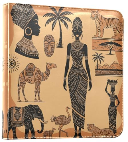Reiacy Album fotografico grande autoadesivo – Set africano nero fai da te in pelle – raccoglitore ad anelli ricaricabile con 20 fogli per foto da 15 x 10 cm, 17 x 12 cm, per viaggi e famiglia