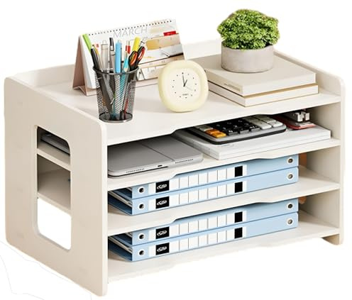 A3-Papierablage – Extra GroßEs Schreibtischregal FüR BüRo Und Schule, WeißE Ablage FüR Schreibwaren, Zeitschriftenhalter(4L/B)