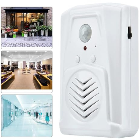 Vibsky MP3 Audio Player with Motion Sensor Alarm and Infrared Induction Doorbell, USB Powered or AAA Batteries, 8° 1W Built-in Speaker, 4m Detection Range, 200s Voice Recording, Loop Playback, White
