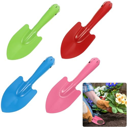 Alasum Set 4 Piccole Pale da Giardinaggio in Ferro, Pala a Mano per Piantare e Trapiantare, Strumenti per Piantagione e Scavo Terreno, Utensili Manuali Portatili per Giardino Interno