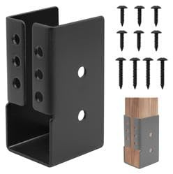 Andorm 4 Pack 2X4 Concealed Joist Hanger Bracket for Wood Black | Pergola Rafter Bracket 2 x 4 Powder Coated with Screws for Beam/Handrail/Fence/Swing