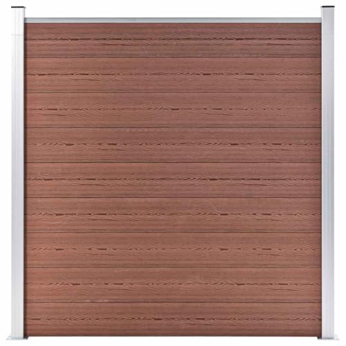 Yisssmeng Lot de clôture de jardin WPC - 180 x 186 cm - Marron - En bois composite - Avec poteaux en aluminium - Résistant aux intempéries et extensible - Pour cour, parterre, chien ou étang