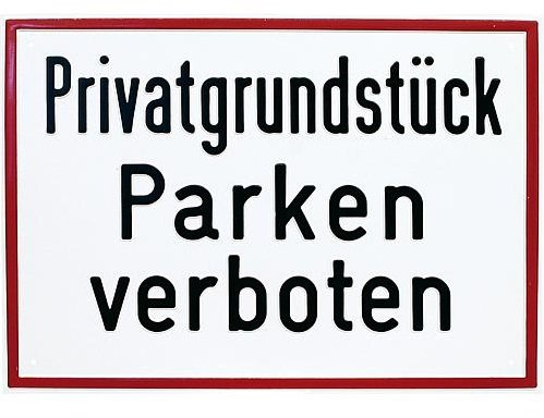 Aluminium Schild Privatgrundstück Parken verboten 250x350 mm geprägt Parkplatz parken