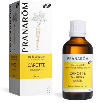 Pranarôm |Huile Végétale Carotte Bio | Eclat du Teint | Extrait lipidique titré de racines de Carotte | 50 ml