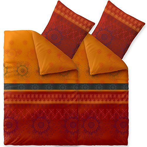 CelinaTex Fashion Bettwäsche 155x220 cm 4teilig Baumwolle Legra Blumen Rot Orange Grau