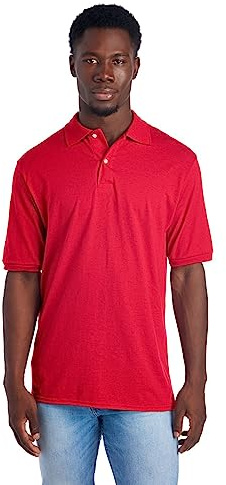 Jerzees Mens SpotShield Stain Resistant (Short & Long Sleeve) Polo Shirt, Short Sleeve - True Red, Large US