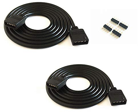 HUABLUE 2pcs/pack Schwarz 5m/16.4ft LED RGB-Strip 4 pin, LED Verlängerungskabel LED Streifen Verbinder Verlängerung Anschluss Verteiler Kabel für 4 polig RGB 5050 3528 2835 LED Streifen Licht