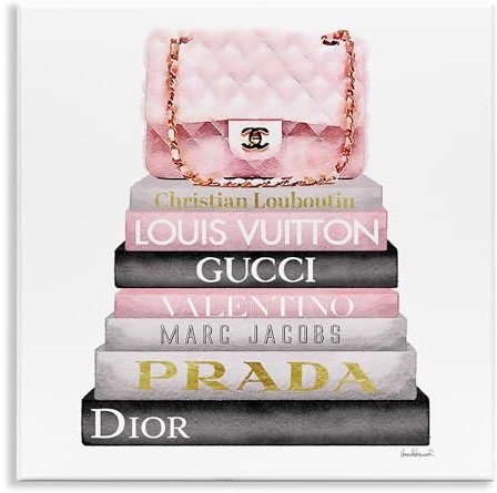 Stupell Industries 'Watercolor High Fashion Bookstack', Wall Plaque Art, 12 x 12 Inches, Easy to Hang and Sturdy, Made in USA, by Amanda Greenwood