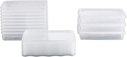 Kigima Gefrierdosen 12x0,5L Flach Transparent – Vorratsdosen mit Deckel luftdicht – Transparente Frischhaltedosen mit Deckel – Aufbewahrungsbox Küche für Mealprep & Organisation – Austrian Quality