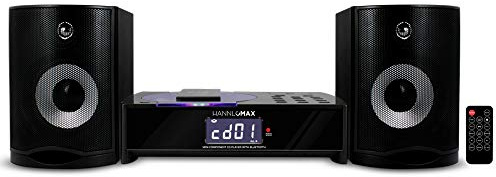 HANNLOMAX HX-1079BT CD Music System, CD Player, PLL FM Radio, Digital Alarm Clock, Bluetooth, Hi-Fi Sound Quality, LCD Display with Backlight, Remote Control Included. (Black)