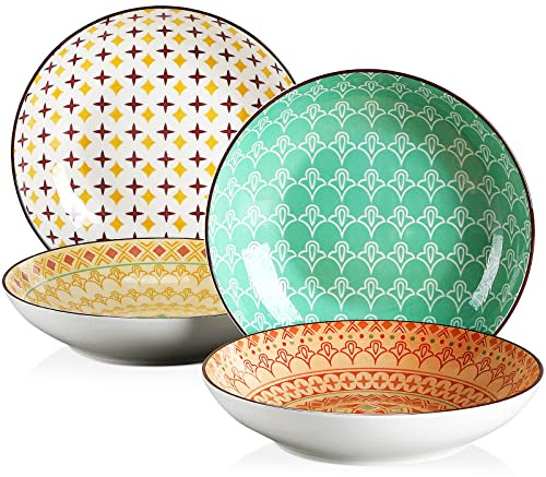 vancasso Suppenteller Porzellan, Tulip 4 teilig Tiefteller bunt, Ø 21,5 cm, Füllmenge 700 ml Geschirr Tellerset Suppenschalen
