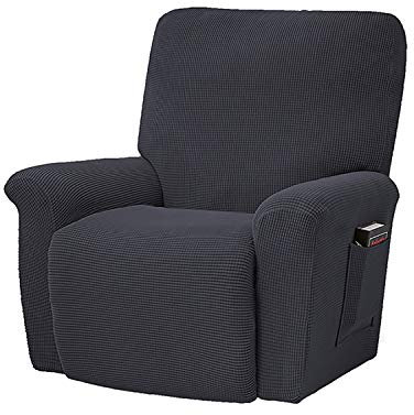 GEBIN Jacquard Sesselbezug, Sesselschoner, Stretchhusse Für Relaxsessel Komplett, Elastisch Bezug Für Fernsehsessel Liege Sessel (Gray)