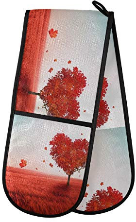 TropicalLife Double manique en Forme de cœur en érable résistant à la Chaleur et matelassé Double Gants de Cuisine pour Cuisine/Cuisine/Micro-Ondes