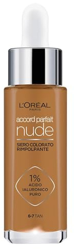 L’Oréal Paris Siero Colorato Accord Parfait, Per Pelle Rimpolpata e Idratata, Finish Naturale, Texture Leggera, Tonalità: 6-7 Tan, 30 ml