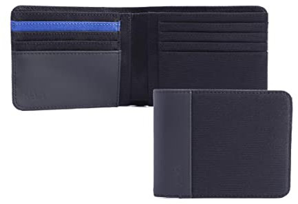 NAVA DESIGN - Portafoglio Uomo con 8 Carte di Credito con protettura RFID, Colore Nero/Blu - Dimensioni 10 x 12 cm
